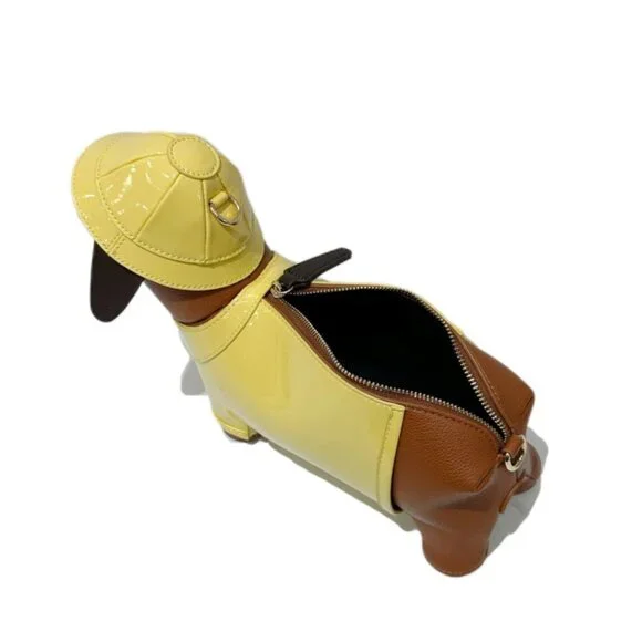 Novelty Dachshund Weiner Dog Crossbody Purse Yellow Raincoat Hat - Picture 5 of 7